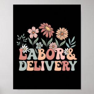 Póster Retro Flores Silvestres Mano De Obra Y Enfermero D