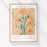 Retro Flower Market New York Naranja Resumen