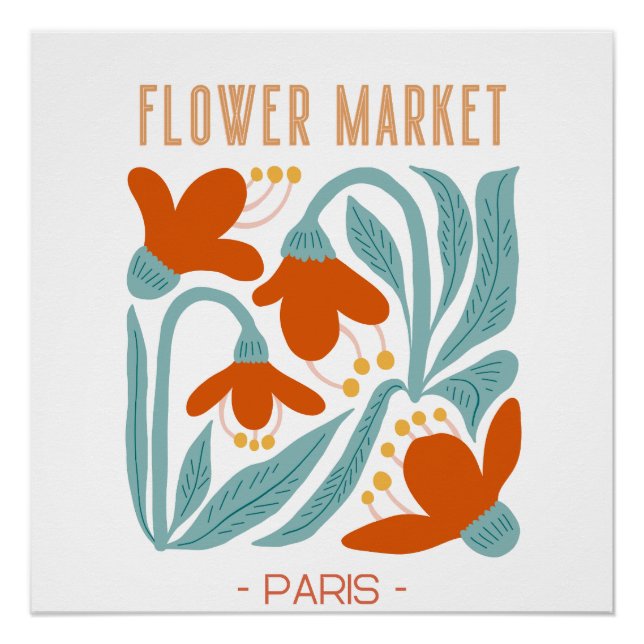 Póster Retro Flower Market Paris Wall Tapestry  (Anverso)
