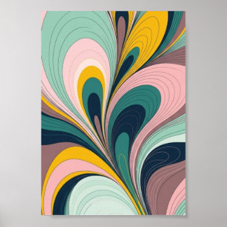 Póster Retro Fluid Abstractionist Wave Poster