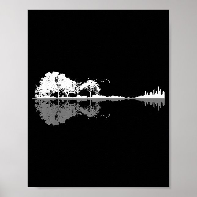 Póster Retro Forest Funny Nature Guitar Clic Music  (Frente)