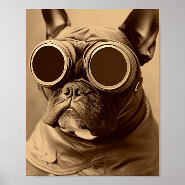 Póster Retro Frenchie Sepia (Frente)