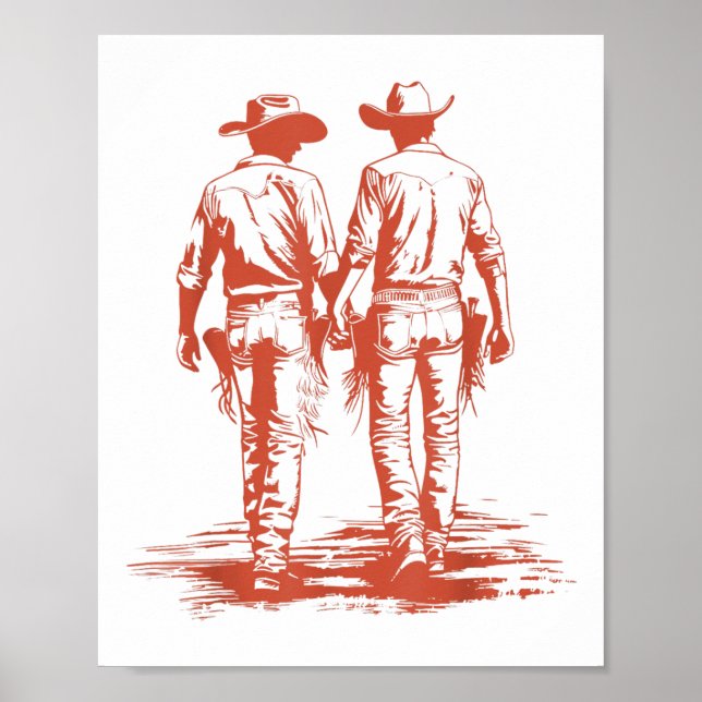 Póster Retro Funny Cowboy Gay Trans Rights Lgbt Pride  (Frente)