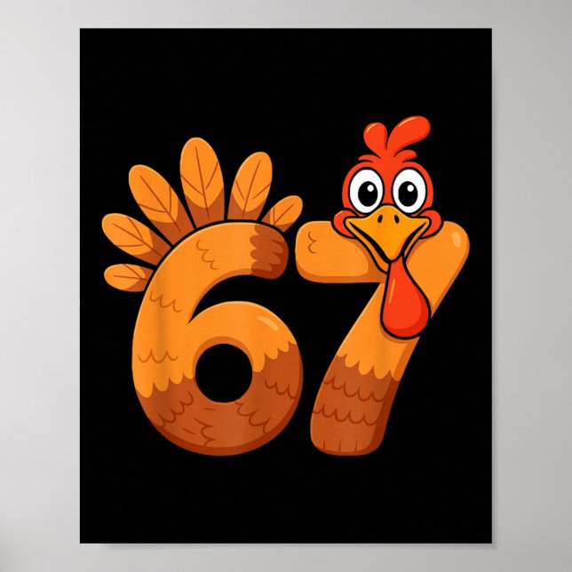 Póster Retro Funny Six Seven 6 7 Meme Thanksgiving Turkey (Frente)