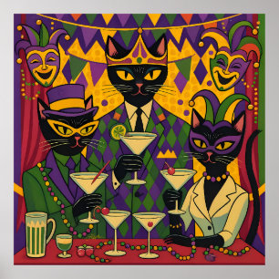 Póster Retro Futurista Club de Martini del Gato Negro de