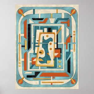 Póster Retro Futurista Moderno de Mitad de Siglo