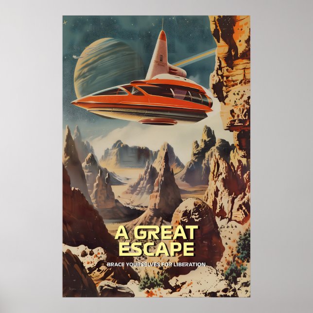 Póster Retro-Futuristic Space Travel Art Print Alien (Frente)