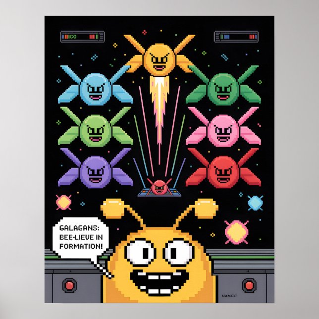 Póster Retro Galaga Galagans (Frente)