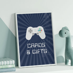 Póster Retro Gamer Niños Fiestas de cumpleaños y Rótulo d
