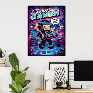 Póster Retro Gamer Robot