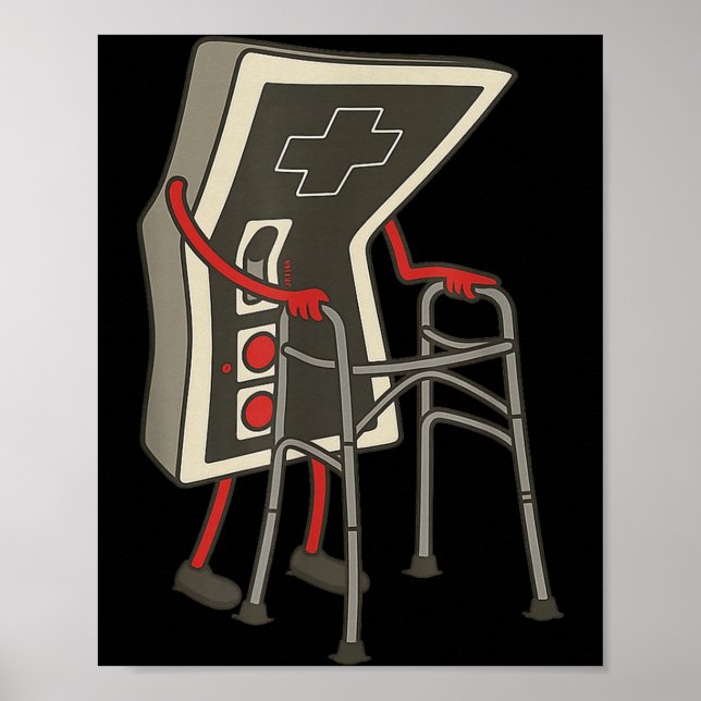 Póster Retro Gaming Controller Old Gamer With Walker Funn (Frente)