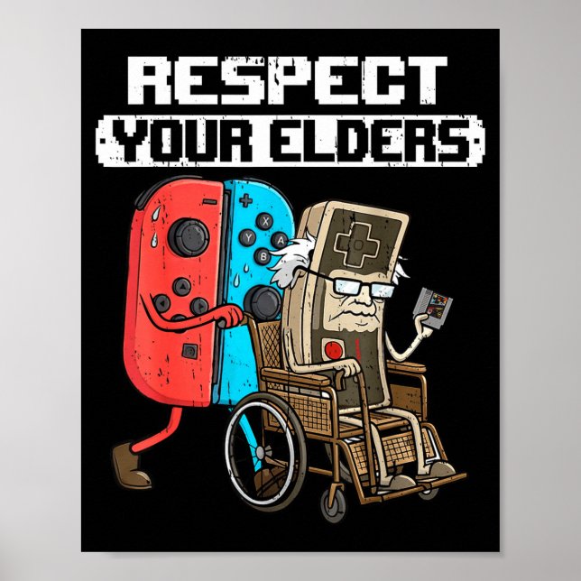 Póster Retro Gaming Funny Gamer Controller 80s Respect Yo (Frente)