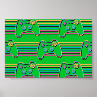 Póster Retro Gaming Geek Gamer 80 colores neones