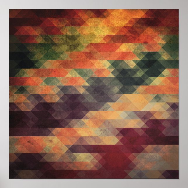 Póster Retro Geometric Bold Stripes Worn Colors (Frente)