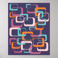 Retro Geometric Mid Century Shapes Art