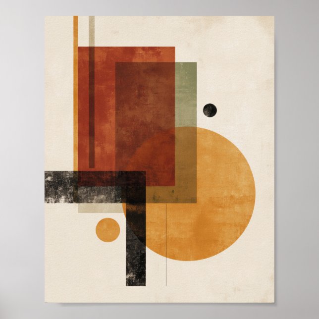 Póster Retro Geometry – Minimal Wall Art in Rust Beige (Frente)