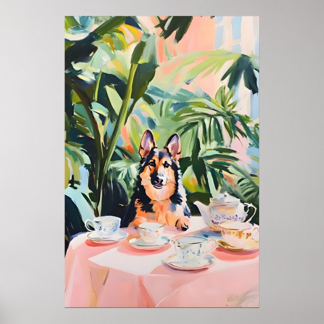 Póster Retro German Shepherd Poster, German Shepherd Oil (Frente)