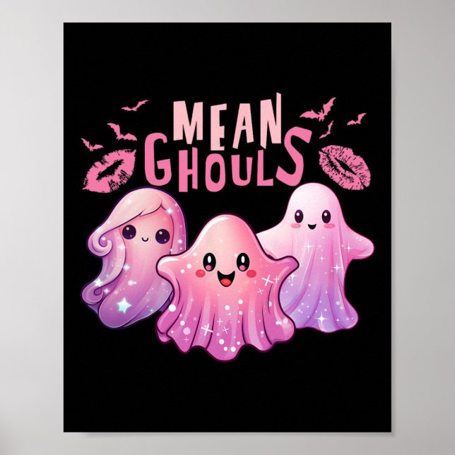Póster Retro Ghost Mean Ghouls Fun Halloween Spookly Seas (Frente)