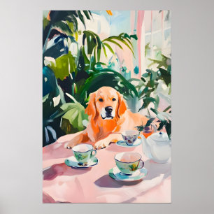 Póster Retro Golden Retriever, Golden Retriever