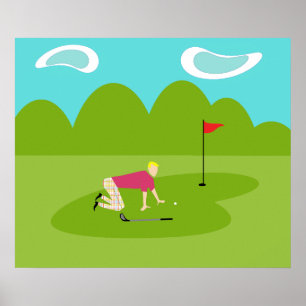 Póster Retro Golfer Poster