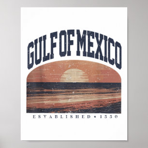 Póster Retro Golfo De México Est 1550 Hombres Vint Retro