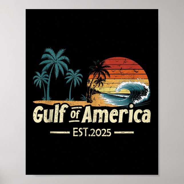 Póster Retro Golfo De Nosotros América 2025 Bandera Ameri (Frente)