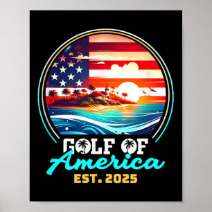 Póster Retro Golfo De Nosotros América 2025 Bandera Ameri