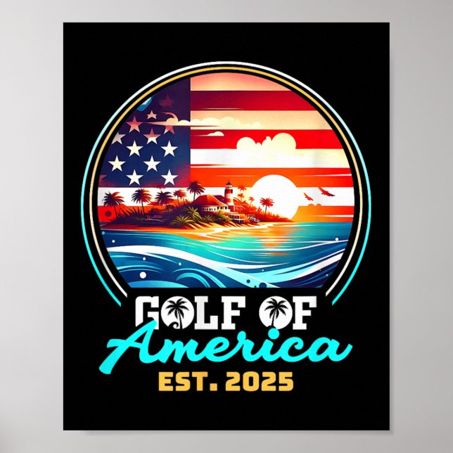 Póster Retro Golfo De Nosotros América 2025 Bandera Ameri (Frente)