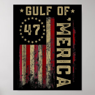 Póster Retro Golfo De Usa Merica Est 2025 Bandera America