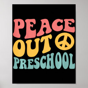 Póster Retro Gracioso De La Educación Preescolar De Peace