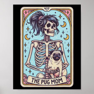 Póster Retro Gracioso El Esqueleto De La Tarjeta Tarot De