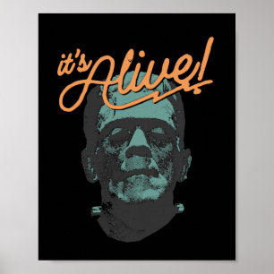 Póster Retro Gracioso Es Vivo Famoso Monstruo Frankenstei