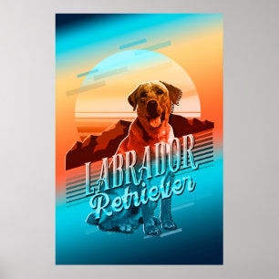 Póster Retro Gráfica Labrador Recuperador Multicolor ID75
