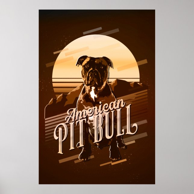 Póster Retro Graphics American Pit Bull Gold ID754 (Frente)