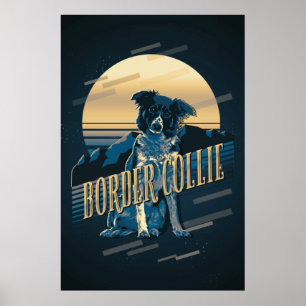 Póster Retro Graphics Border Collie Blue ID754