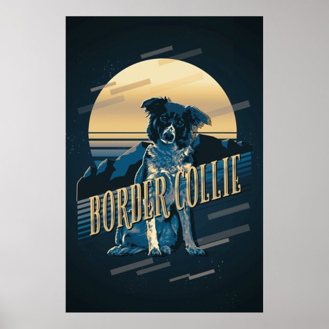 Póster Retro Graphics Border Collie Blue ID754 (Frente)
