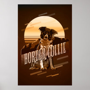Póster Retro Graphics Border Collie Gold ID754