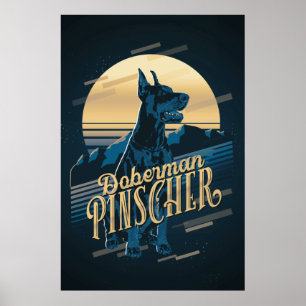 Póster Retro Graphics Doberman Blue ID754
