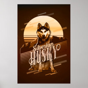 Póster Retro Graphics Siberian Husky Gold ID754