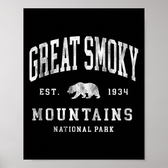 Póster Retro Great Smoky Mountains National Park Mens Wom (Frente)