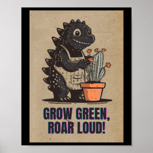 Póster Retro Greenzilla – Cute Godzilla Pegatina de Jardi