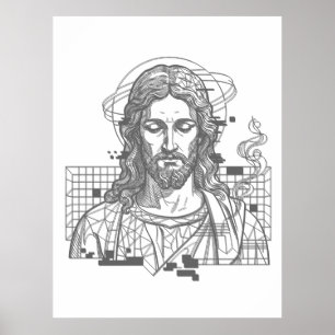 Póster Retro Grid Jesús Rey de Reyes Apocalipsis 19:16