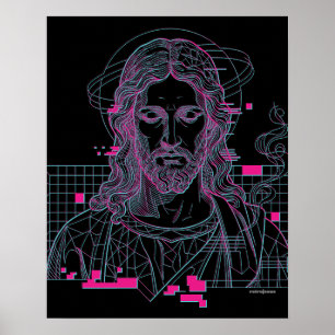 Póster Retro Grid Jesús Rey de Reyes Apocalipsis 19:16