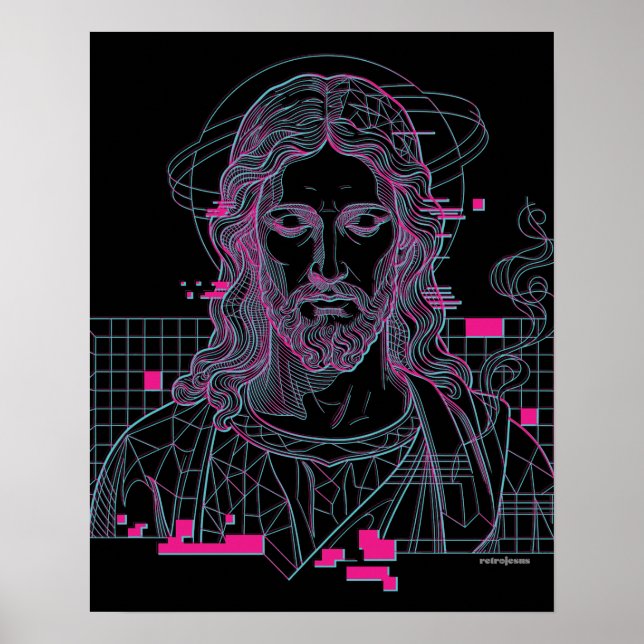 Póster Retro Grid Jesús Rey de Reyes Apocalipsis 19:16 (Frente)
