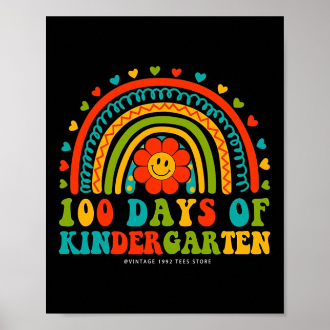 Póster Retro Groovy 100 Días De Niños Maestros De Guarder (Frente)
