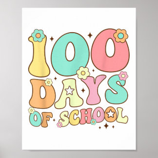 Póster Retro Groovy 100 días feliz 100º día de clases