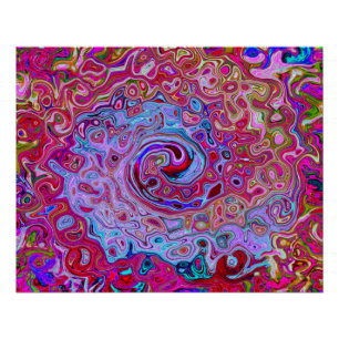Póster Retro Groovy Abstract Remolino de Lavanda y Magent