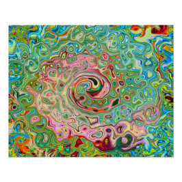 Póster Retro Groovy Abstracto Colorido Remolino de Arcoír