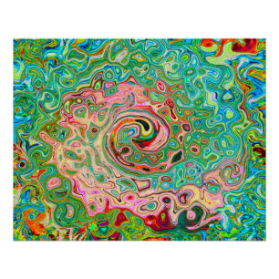 Póster Retro Groovy Abstracto Colorido Remolino de Arcoír