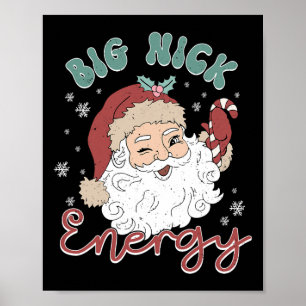 Póster Retro Groovy Big Nick Santa Energy Navidades diver